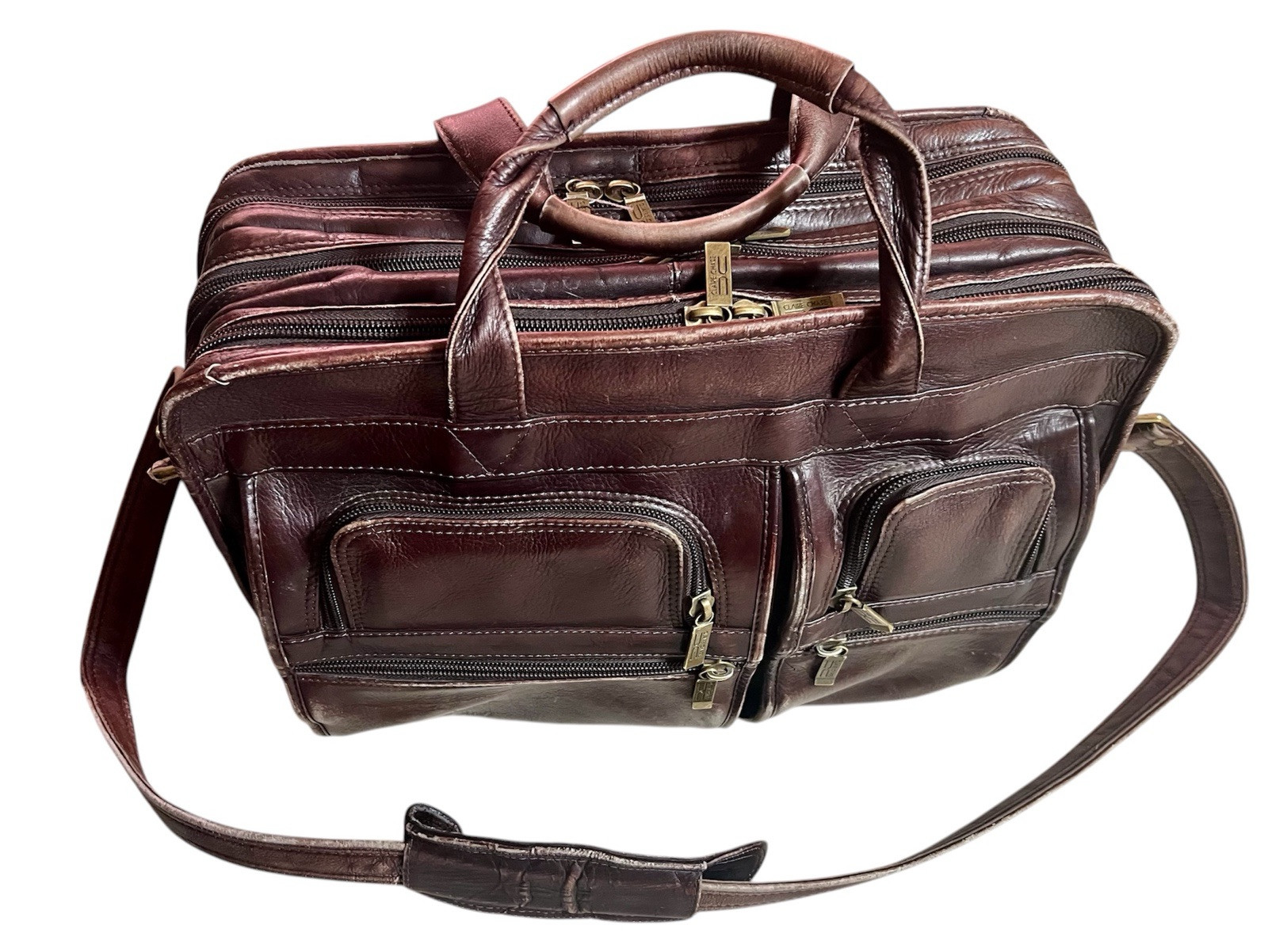 Claire Chase Executive Jumbo Laptop Briefcase Dark Leather