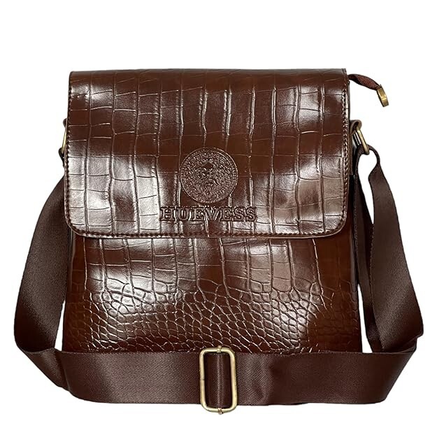 Leather Messenger Slings Bag Cross Body Brown Adjustable Strap Bag For Men’ Wear