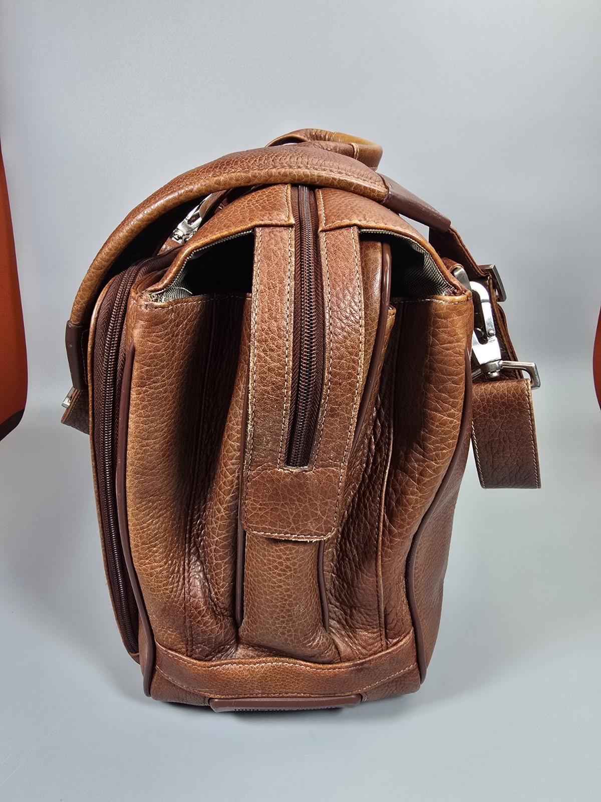 Johnston & Murphy Brown Leather Briefcase Shoulder Laptop Bag