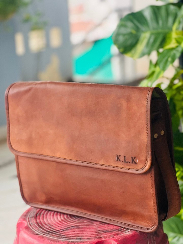 Handmade authentic Leather Laptop Messenger Bag Rare Men’s Briefcase Satchel