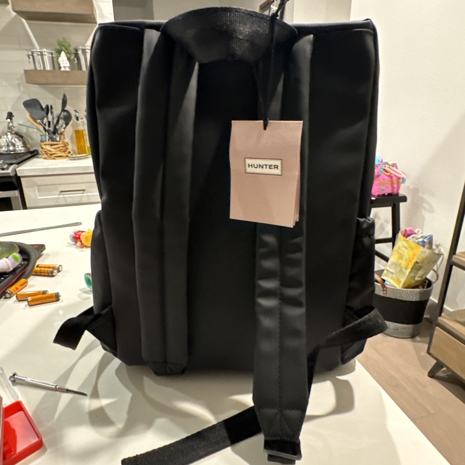 NEW HUNTER WATERPROOF BACKPACK LAPTOP 14” BAG, BLACK W/RED HARDWARE