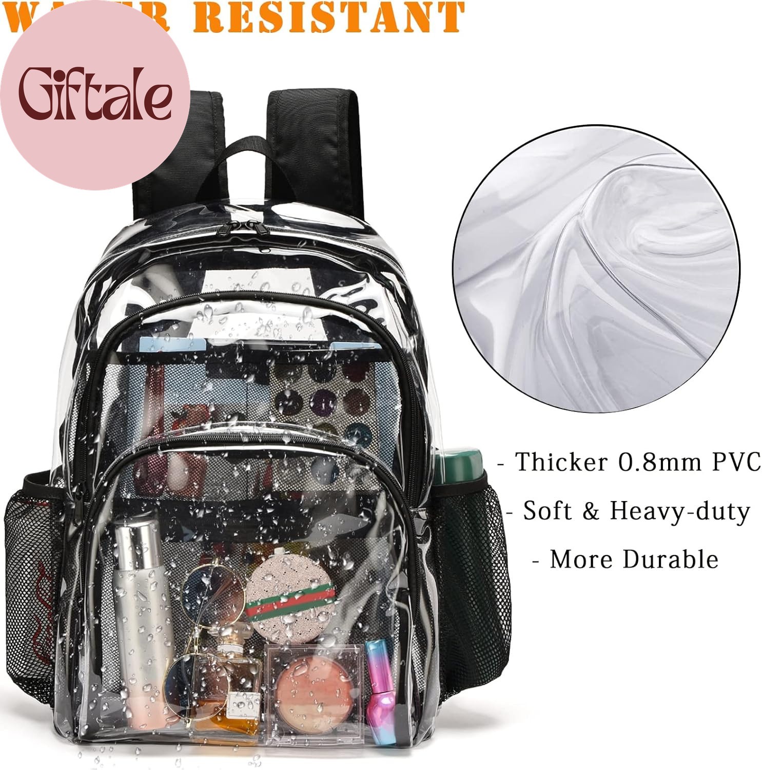 Clear Backpack, Clear Bag Stadium Large See through Bookbag Heavy Duty PVC Trans