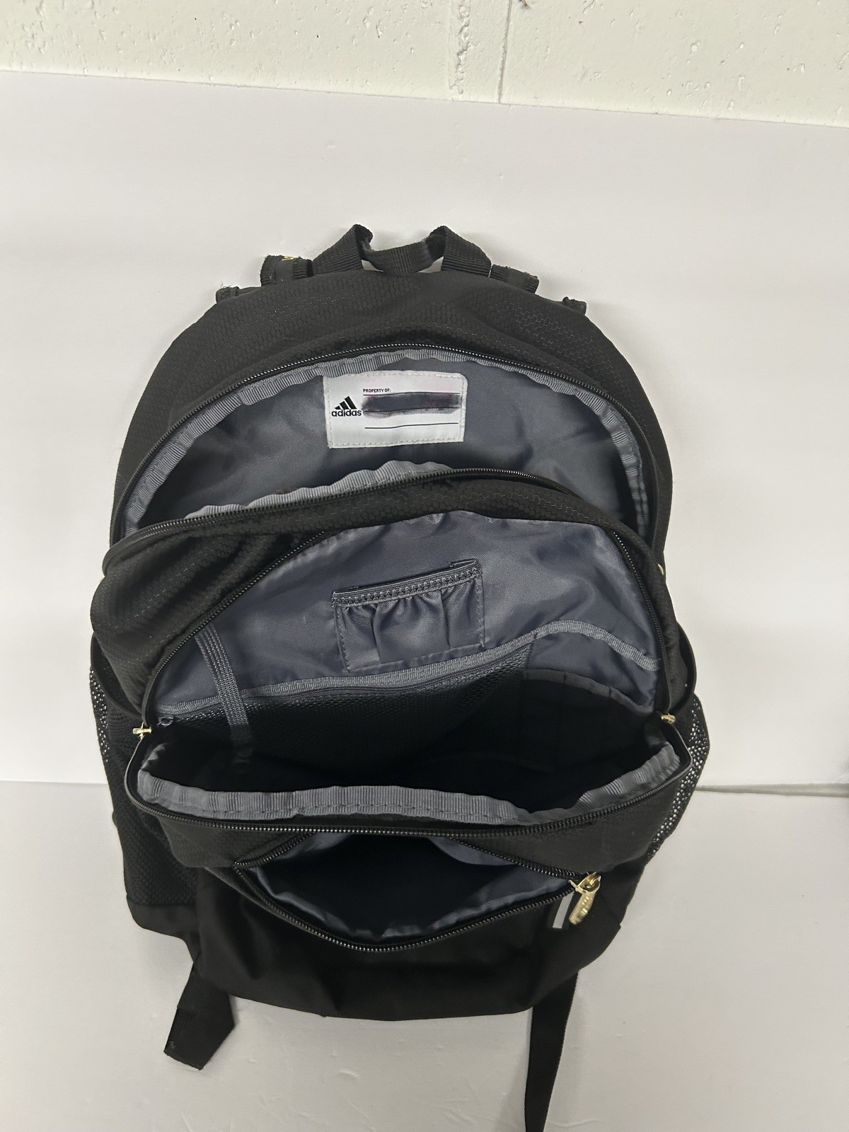 Adidas Black Backpack – 4 lrg zip pockets & 2 side pockets for water bottles