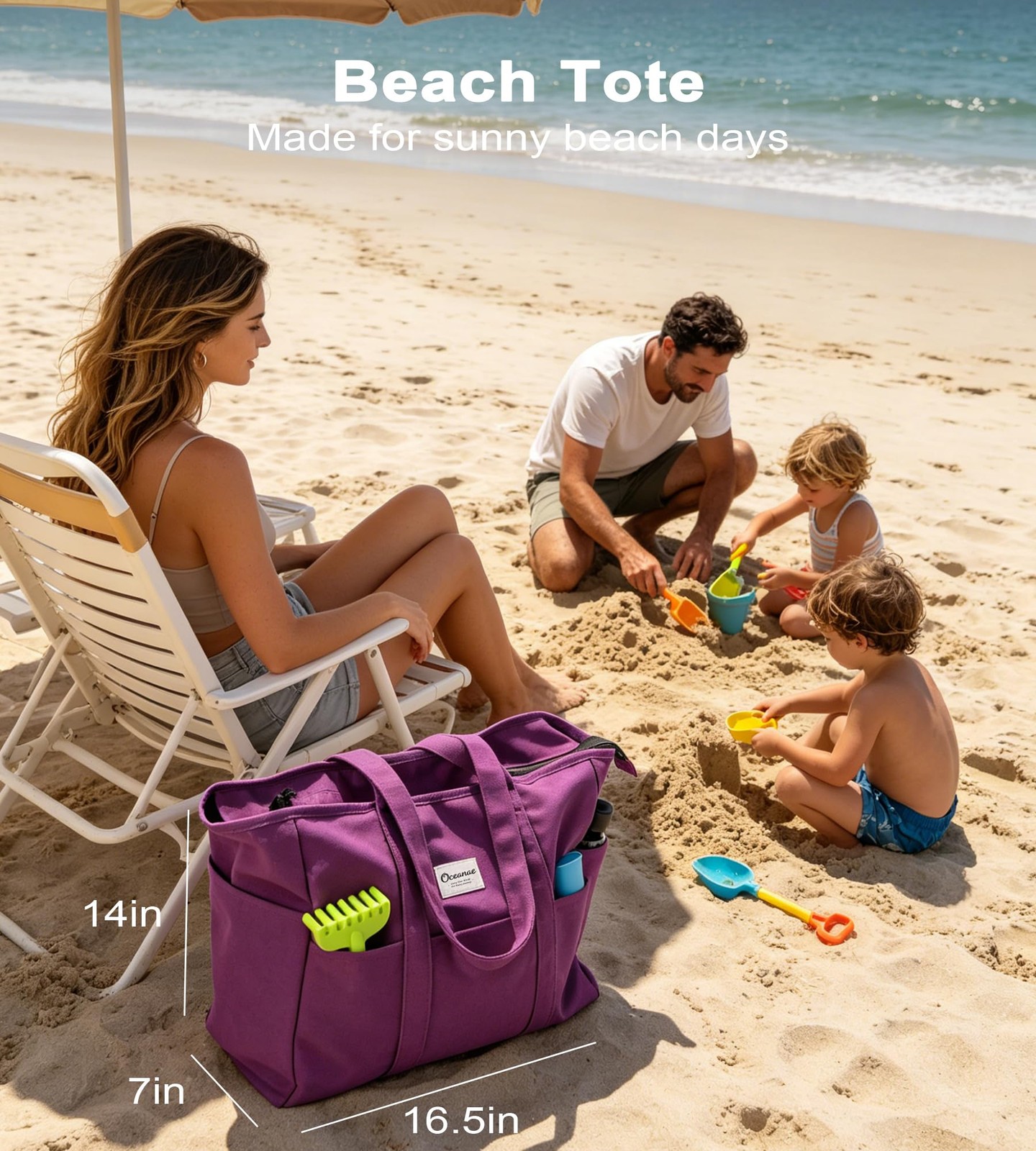 Oceanae Extra Large Canvas Tote with Zipper for Women X-Large, Matte Black