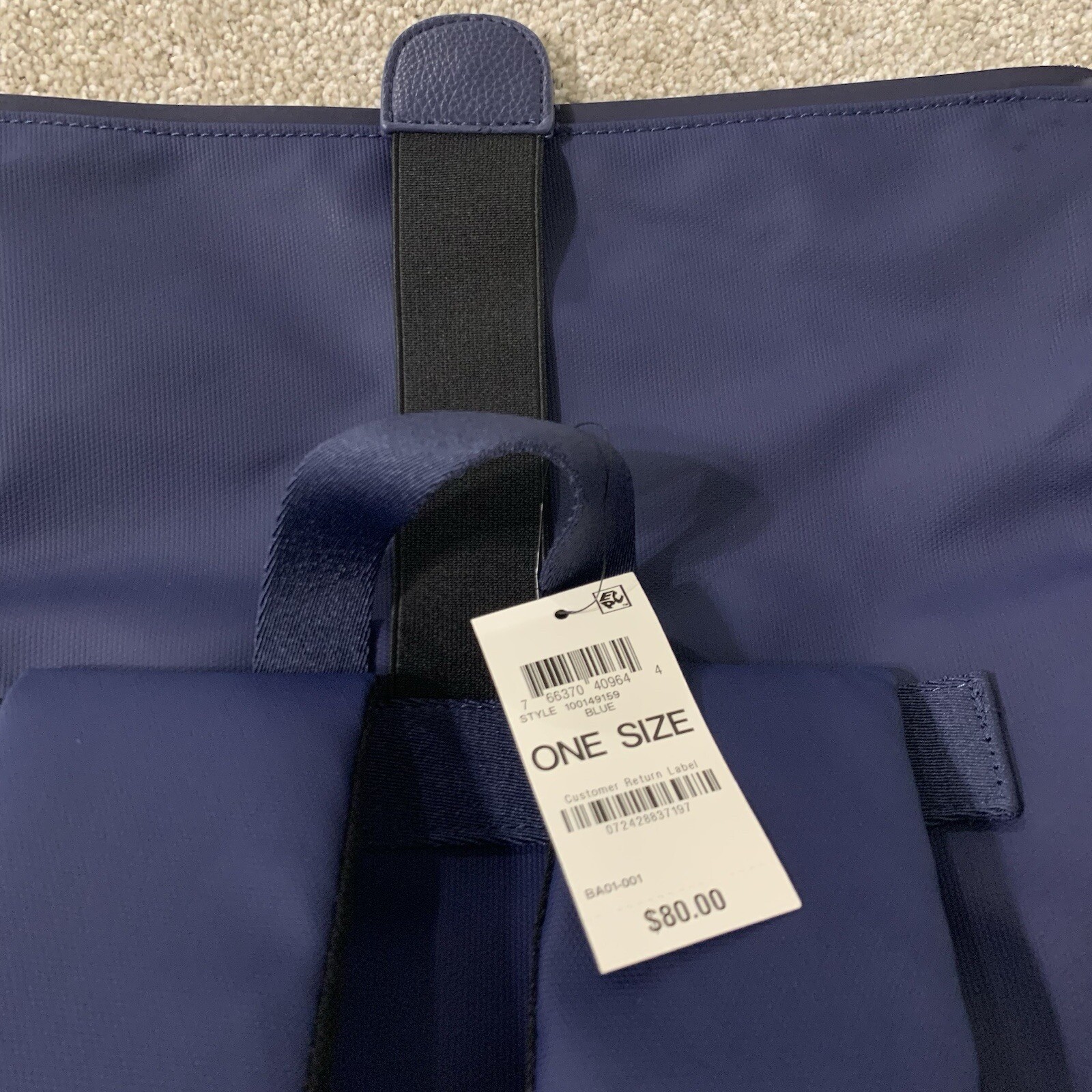 INC International Concepts Roll Top Backpack Laptop Sleeve Navy Blue MSRP $80