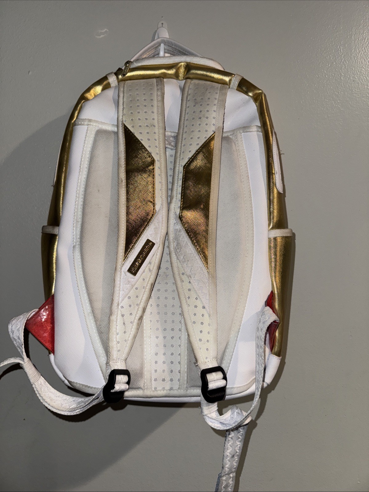 Sprayground Couture Regalia Gold Backpack🔥New White Bookbag Large School Bag