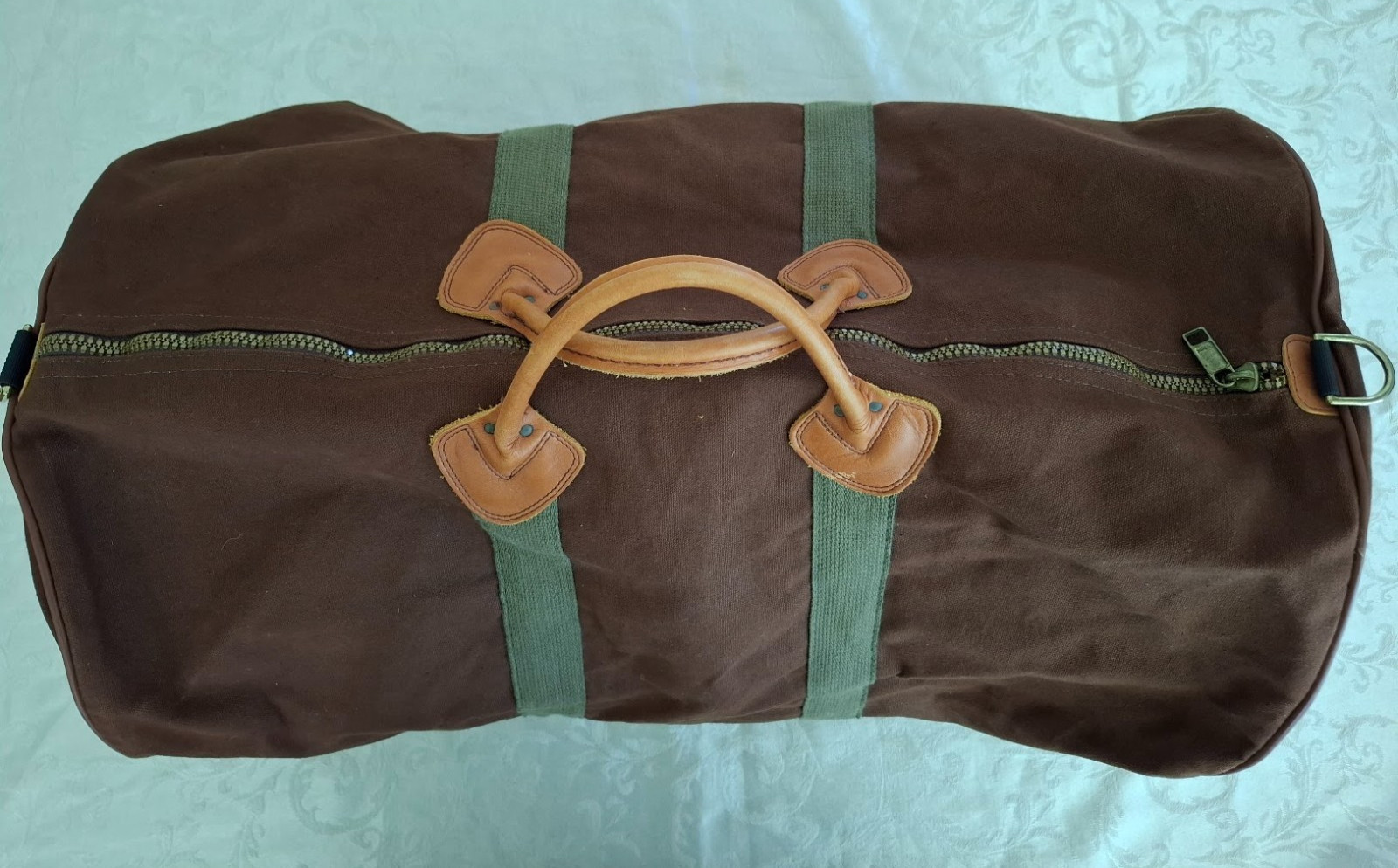 Vintage L.L.Bean Brown Canvas and Leather Weekend Duffel Bag 23.5″ x 11″ x 13″