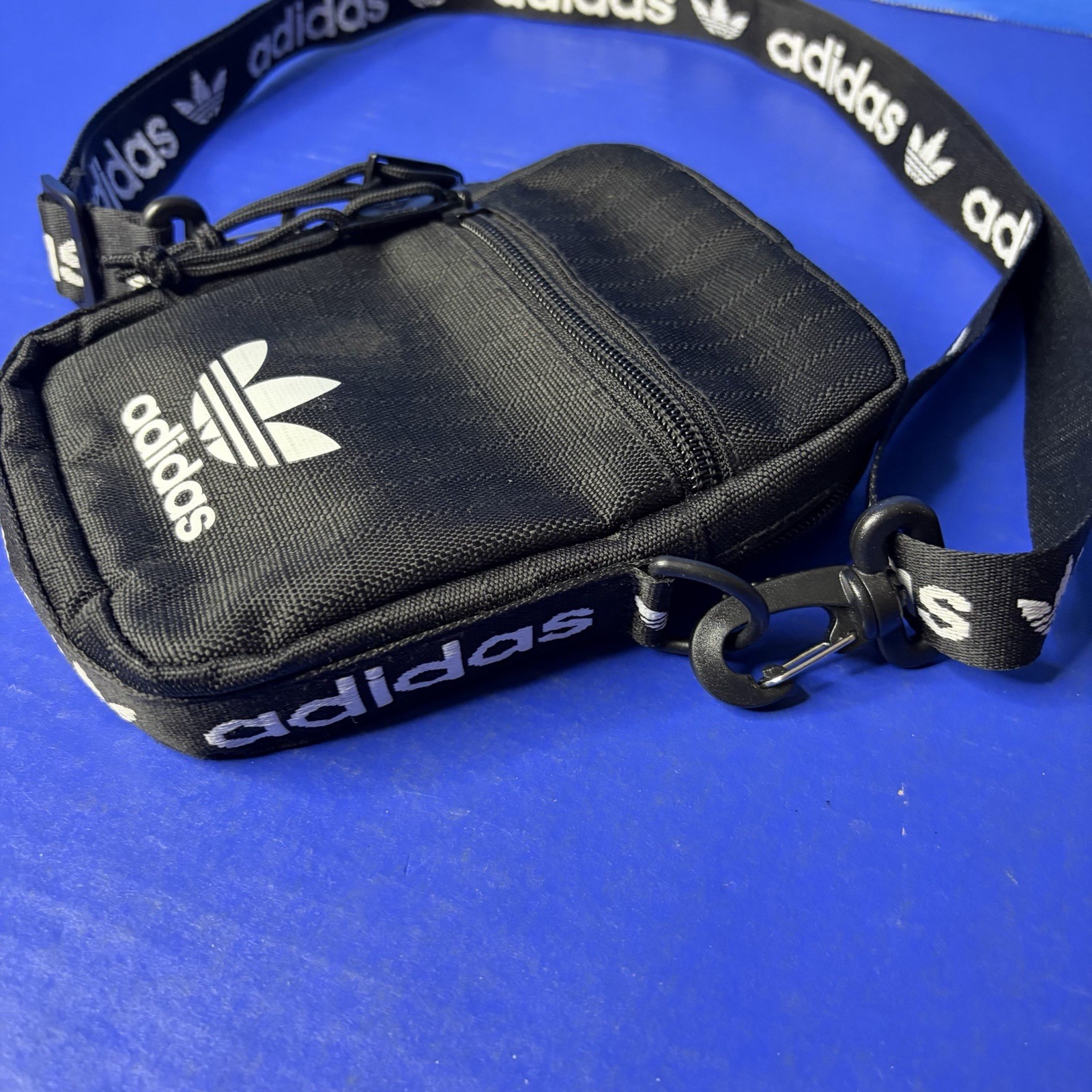 Adidas Originals Festival Crossbody Bag Black And White 3 Stripe Logo 7x5in