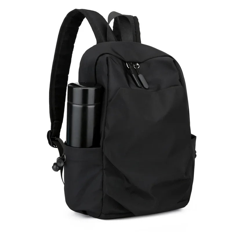 Mini Men’s Backpack Small Black Canvas Travel School Waterproof Bag