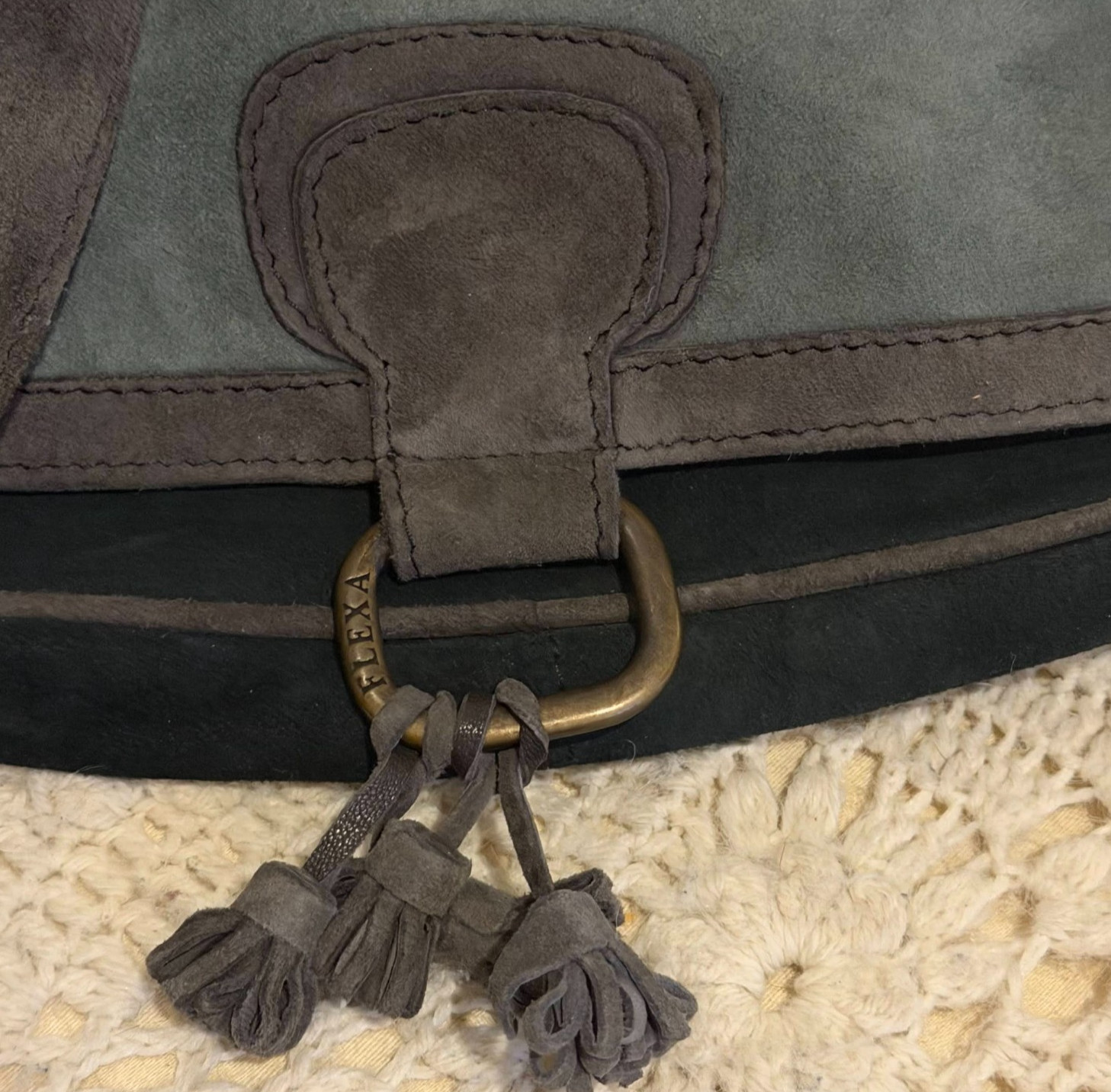 Fratelli Rossetti Flexa Suede Saddle Bag Crossbody Made in Italy Rare Vintage