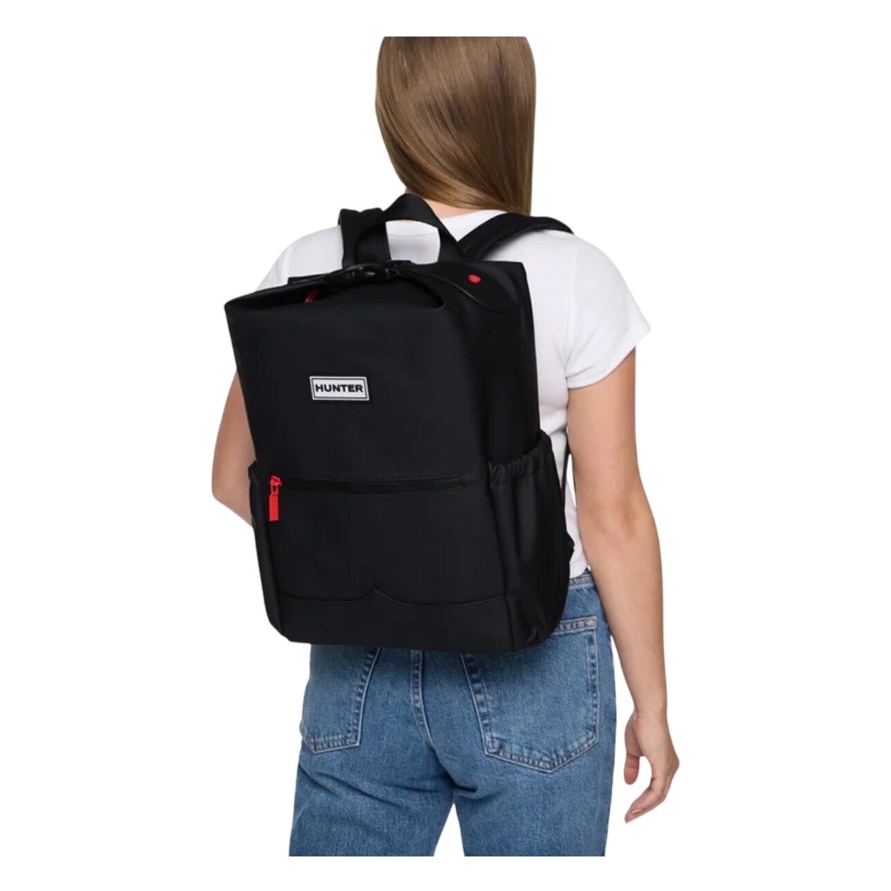Hunter Top Clip Backpack Black Water Resistant Rubberized Logo UBB1204KBM