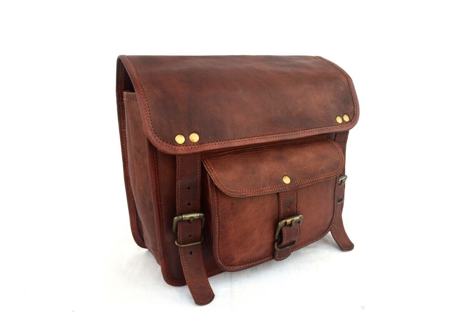 Handmade Leather Biker Side Bag Satchel Bike Motorcycle Fanny Pack Small 11 In