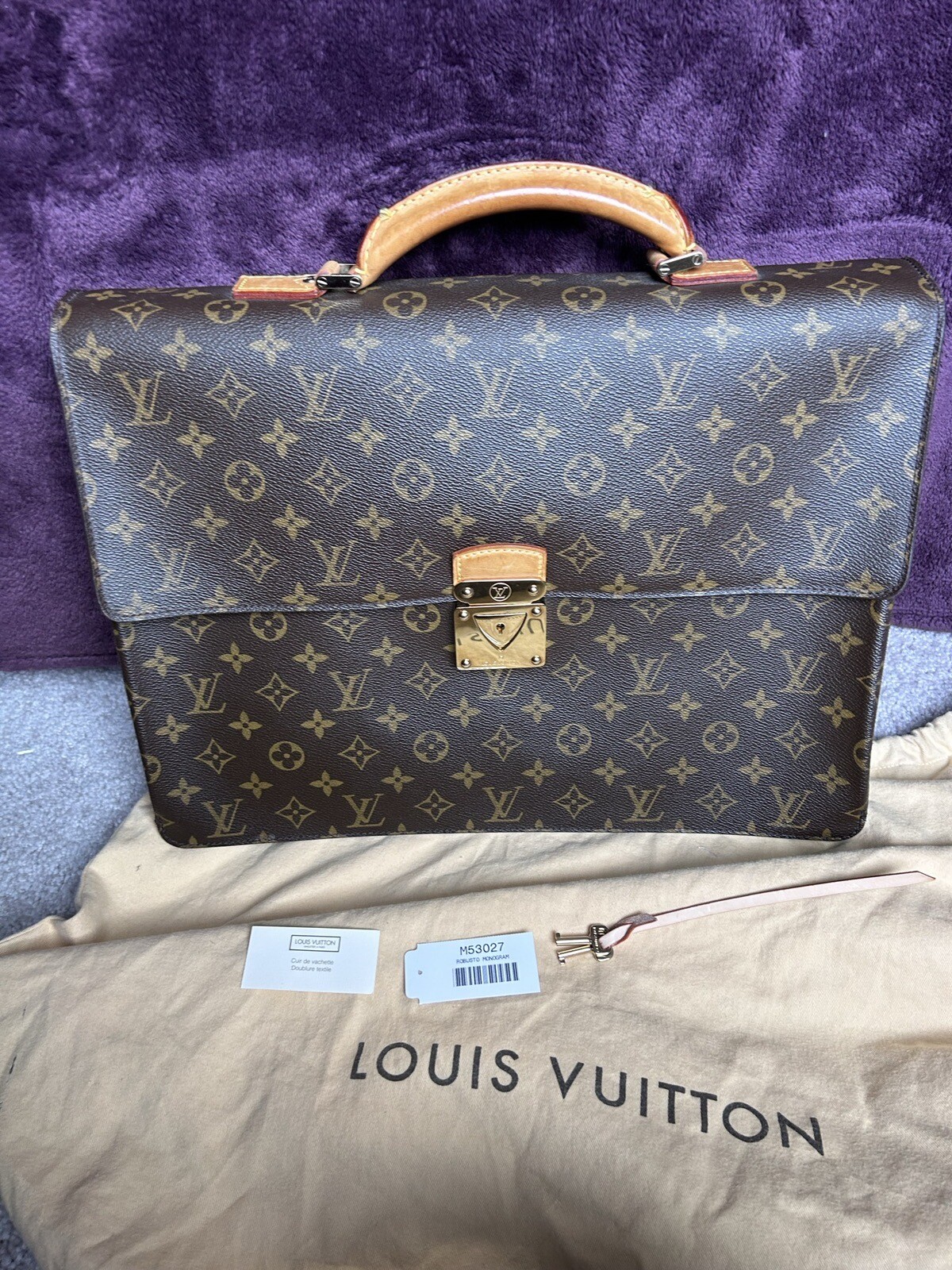 Louis Vuitton Robusto Briefcase Monogram Canvas Brown M53027 w/ Keys Authentic