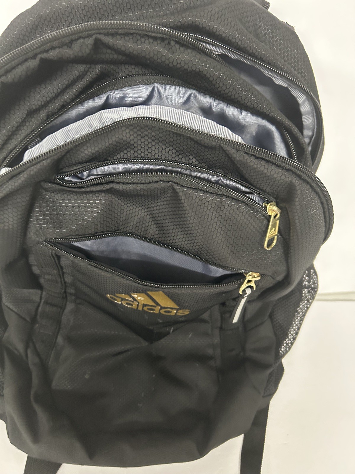 Adidas Black Backpack – 4 lrg zip pockets & 2 side pockets for water bottles
