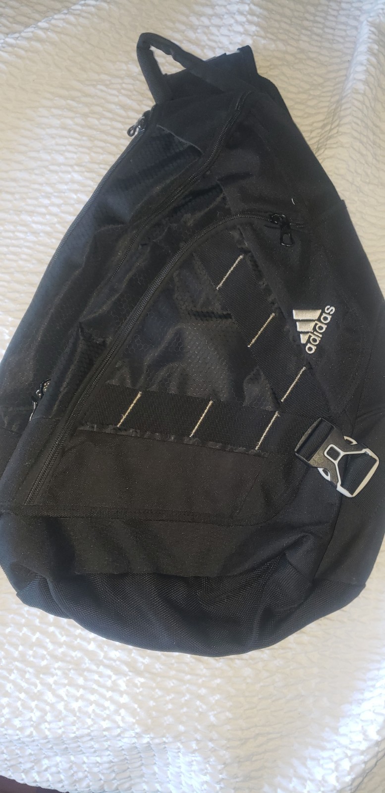 Vtg Y2K Adidas Sling Backpack Bag Load Spring Crossbody Shoulder Strap Black XL