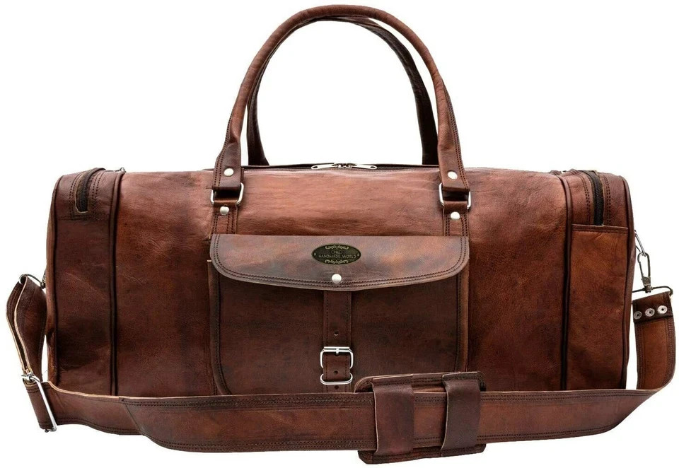 Leather Duffle Bag Genuine Trave 21″ -Handmade World