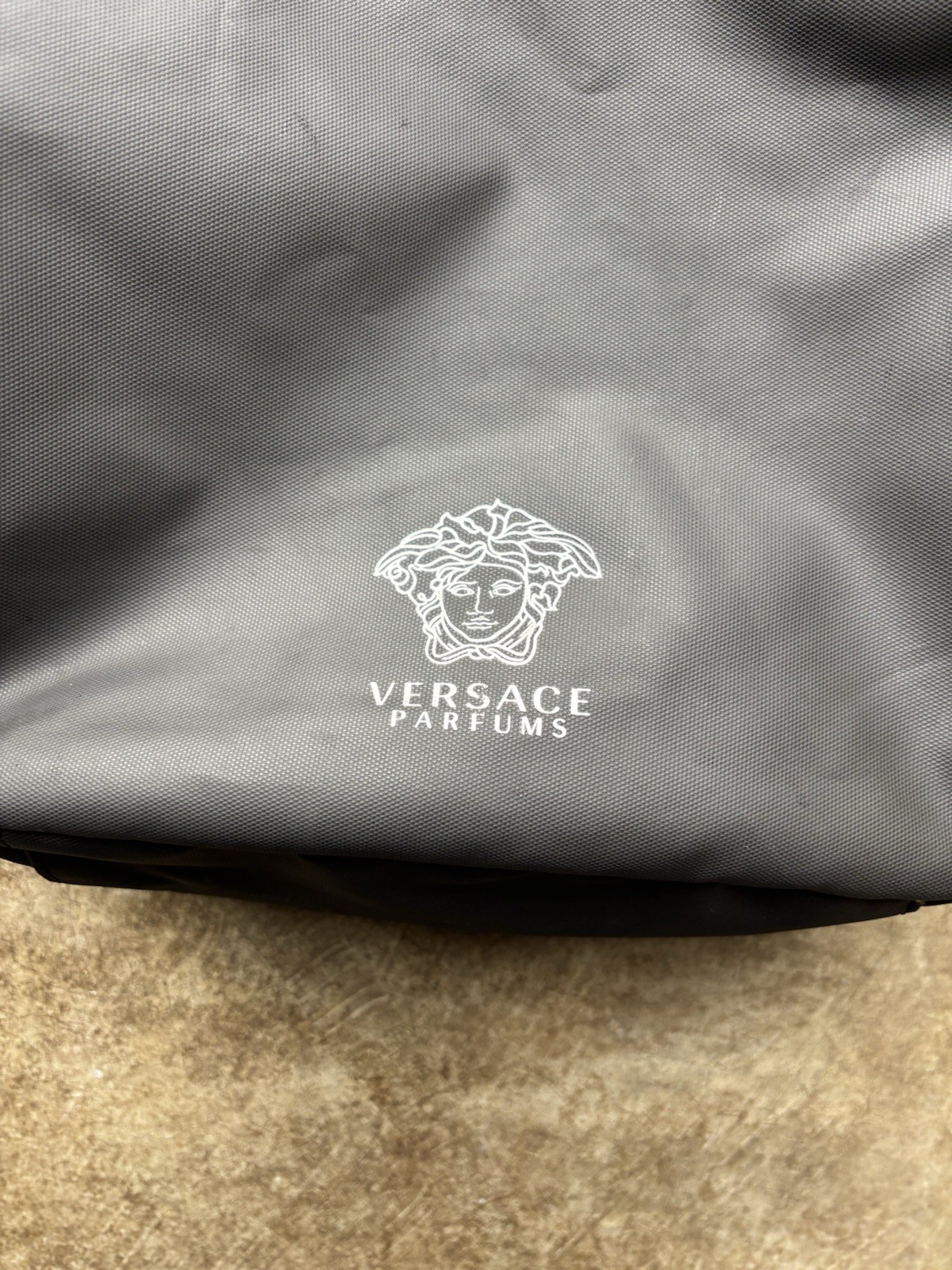 Versace Parfums Black Backpack Medusa Logo Greca Straps Zip Medium