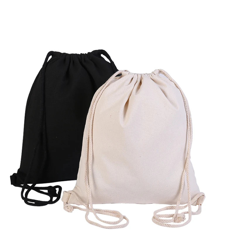 Canvas Bag Shoulders Drawstring Bundle Pockets Shopping Student Backpack Bag Cot