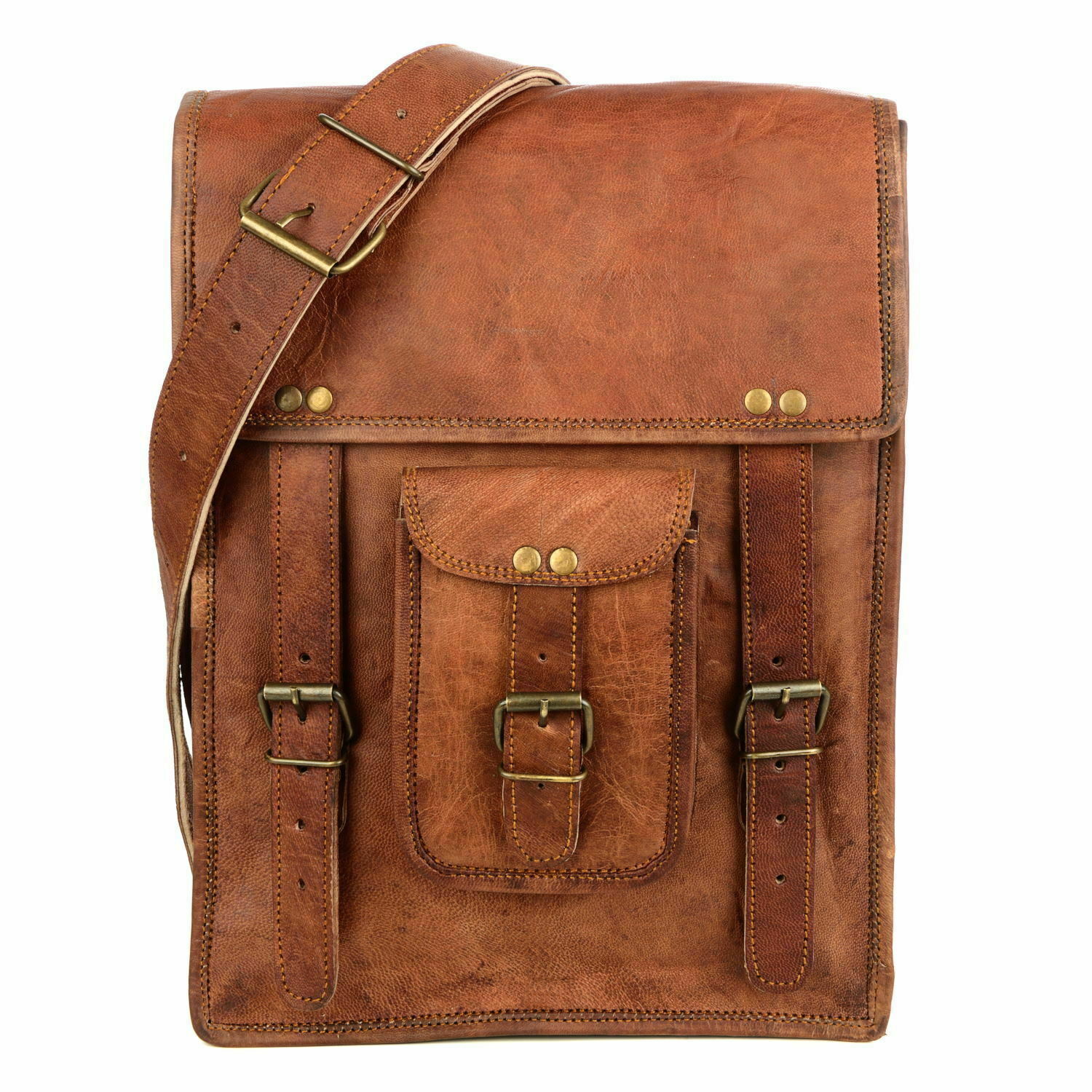 Vintage Men Leather Messenger Shoulder Satchel Laptop School Collage Travel Bag