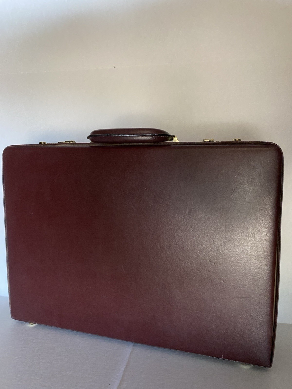 Vintage Leather Combination Lock Briefcase Hardshell Attache Business Case