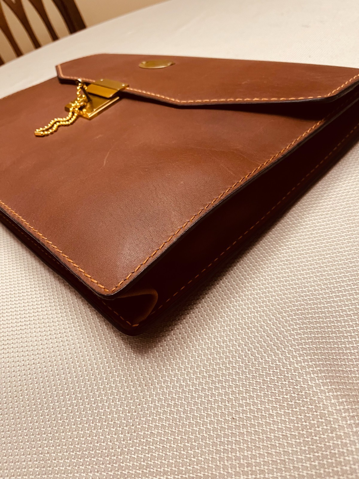 SCHLESINGER BROS. Thick Rustic Belting Leather Briefcase / Attaché / Portfolio