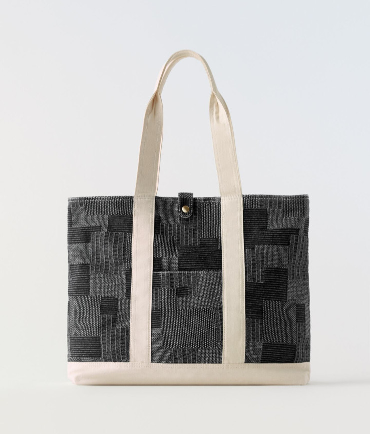 Zara NWT Reversible denim tote bag One size Black 1463/130