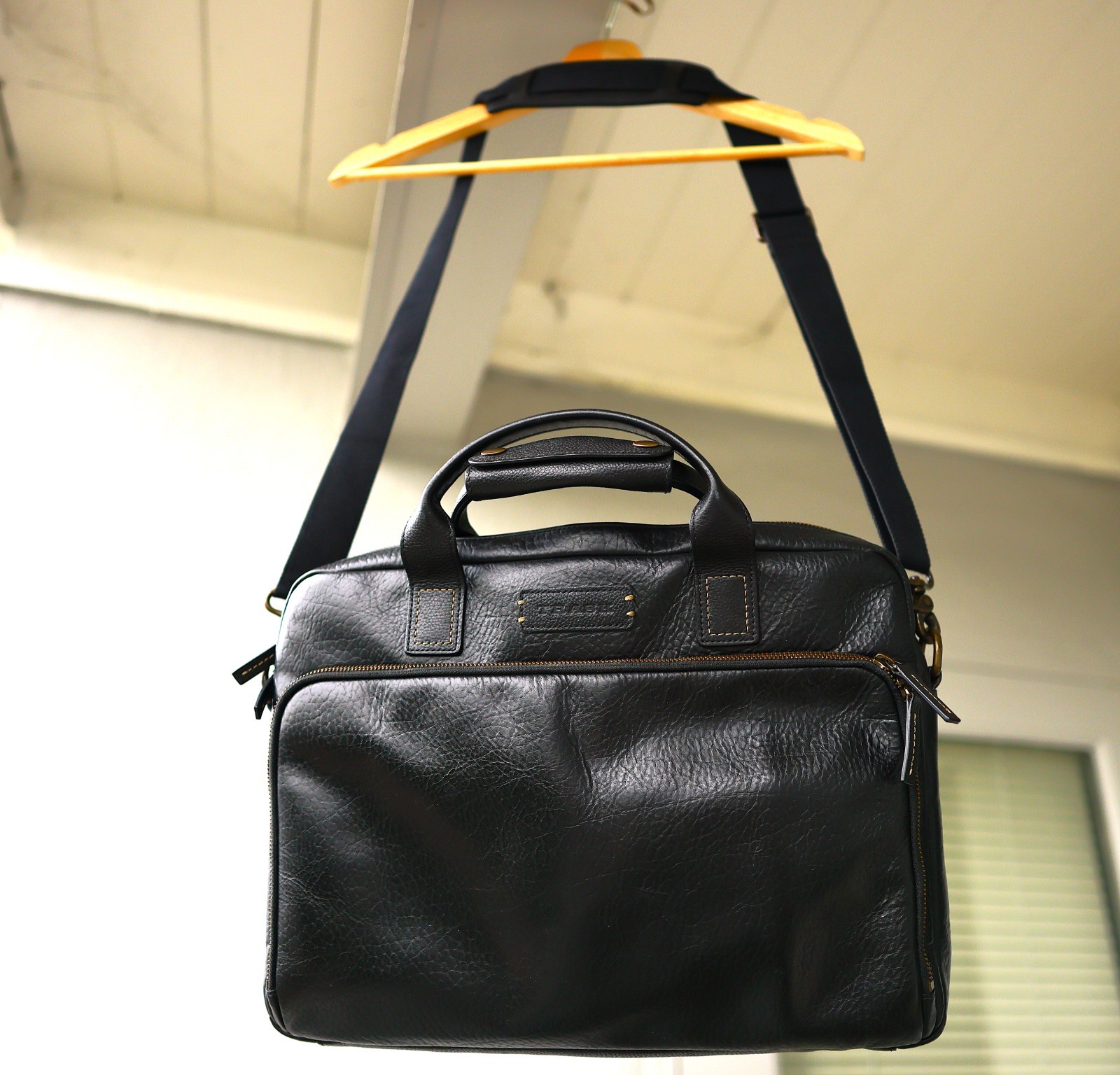 Trask Jackson Bison Leather Briefcase/Laptop Bag- Horween American Bison (Black)