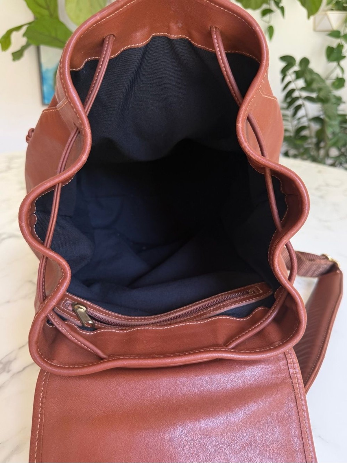 COACH Vintage Drawstring Buckle Backpack 0529 British Tan Leather USA 90’s 529