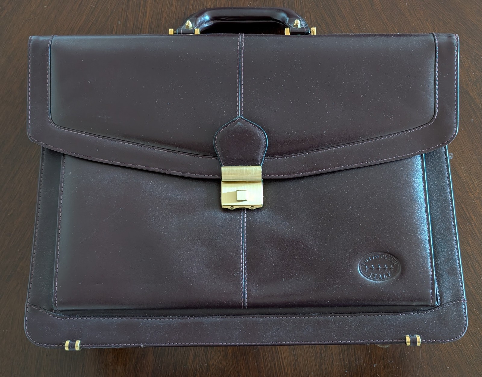 LNWOT Made in Italy Dark Brown All Leather Custom Briefcase Tutto Pelle MSRP$900