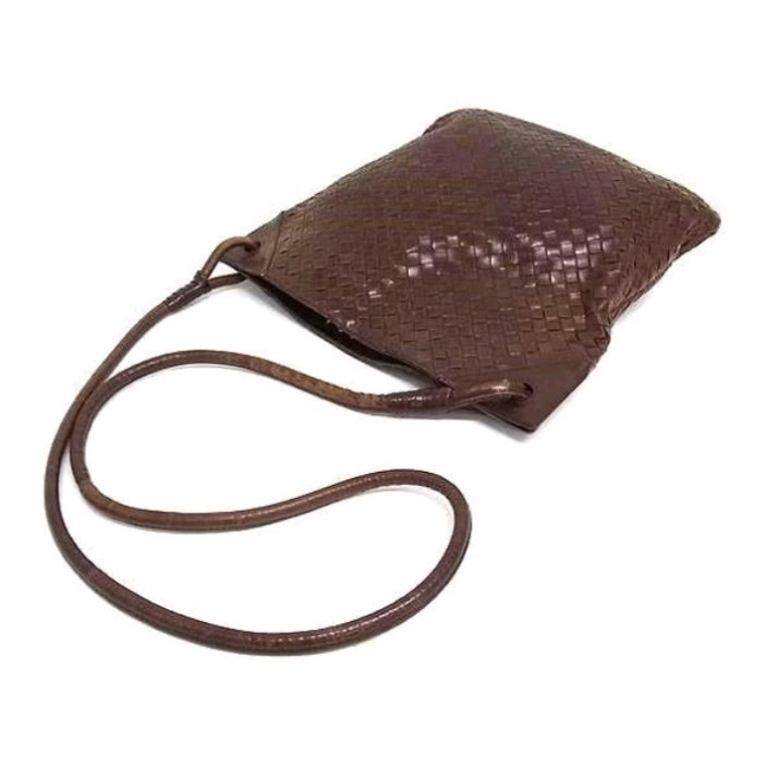 Authentic Bottega Veneta Brown Intrecciato Shoulder Bag Dust Bag