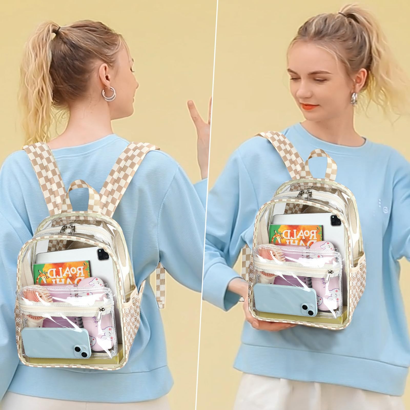 Clear Mini Backpack for Stadium Events 12x12x6 Small Transparent Bag