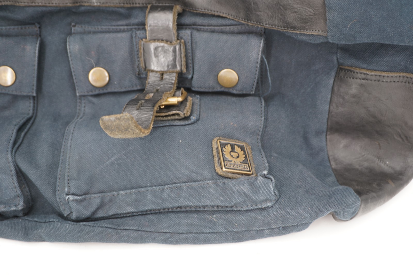 MINT | $845 BELSTAFF OVERNIGHT CANVAS LEATHER SATCHEL MALENOTTI NAVY CARRYALL