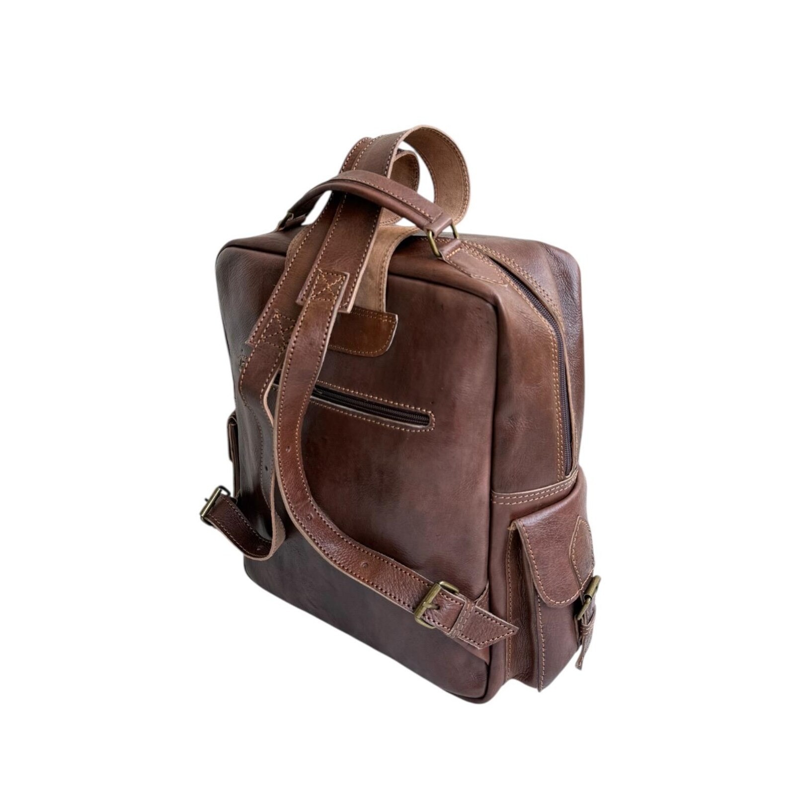 Handcrafted Genuine Leather Backpack – Brown Color | 45 × 33 cm | Handmade