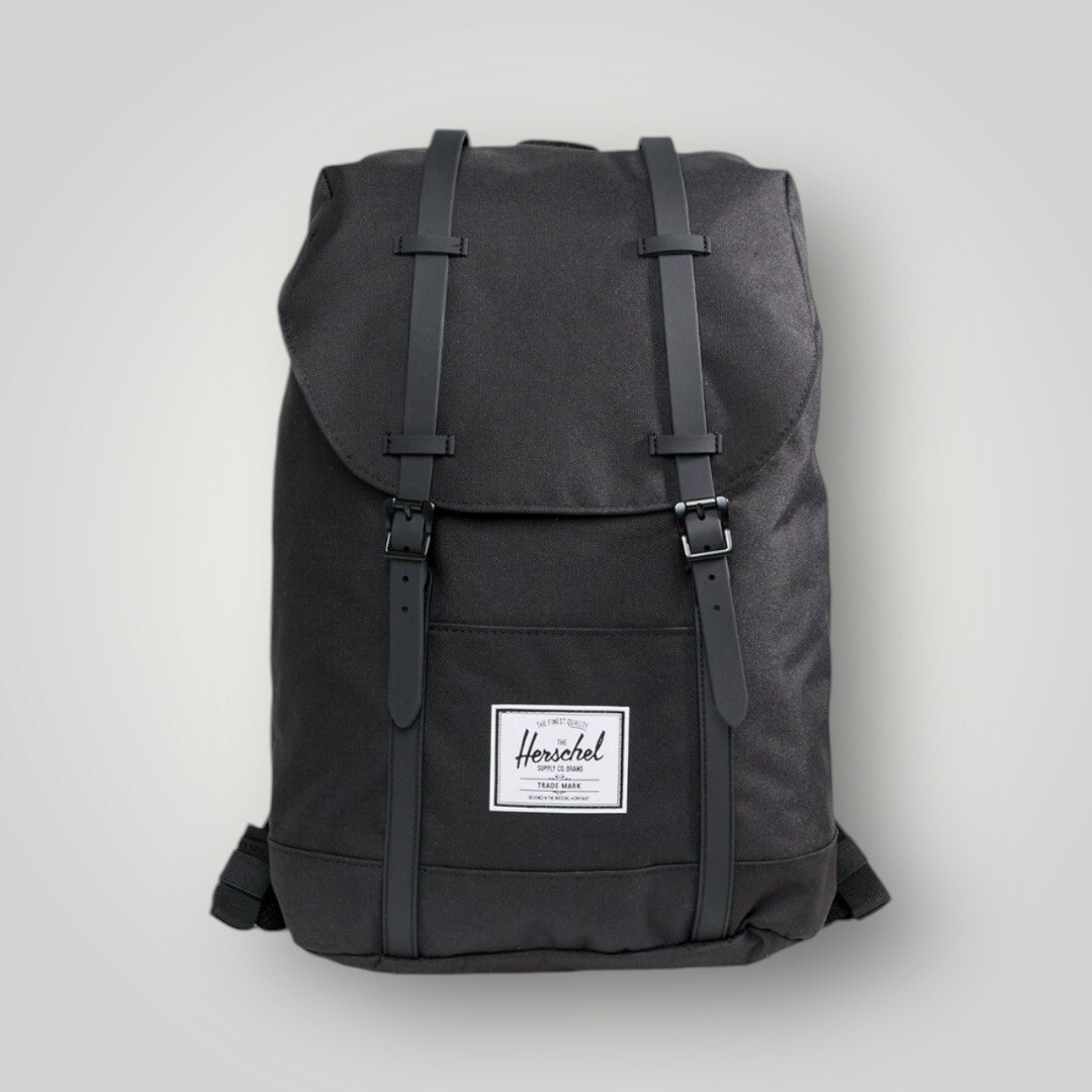 Herschel Supply Co Retreat Backpack Black with Rubberized Straps 19.5L 15”Laptop