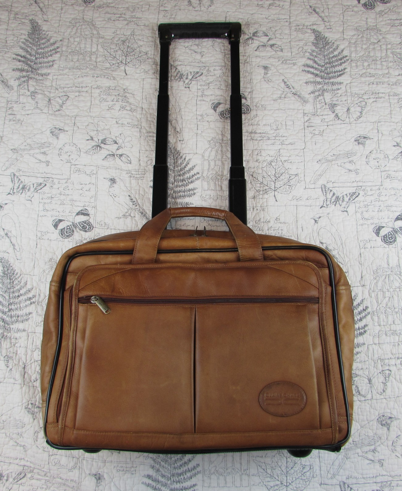 Claire Chase Executive rolling laptop bag Top Grain Cowhide leather airlines