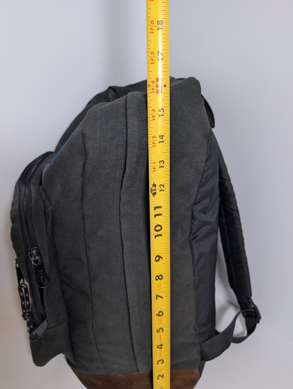 Vintage JanSport Backpack Black Brown Suede Bottom Nylon School Daypack USA Made