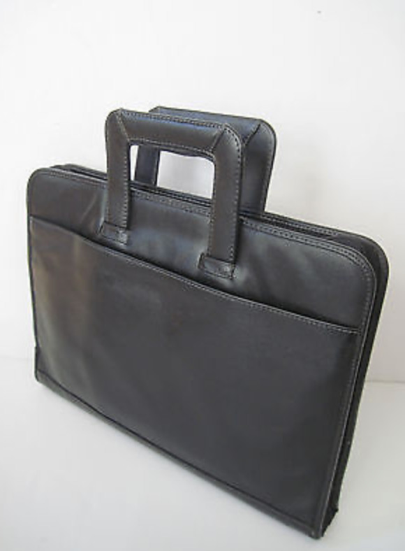 Vintage Samsonite Leather Top Loader Briefcase Laptop Bag Black Business Travel