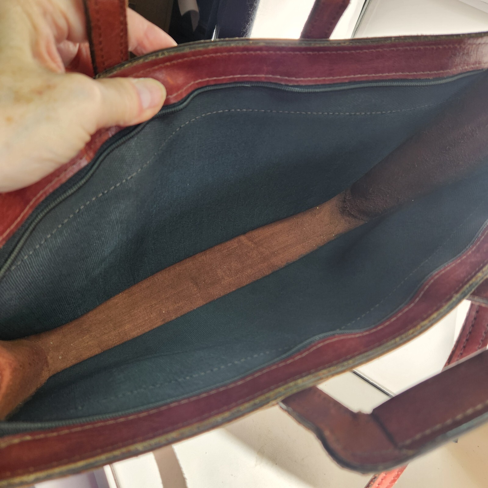 Brown Leather Briefcase Attache Vintage Dbl Handles Crossbody 16.5″ x 11″ x 3″