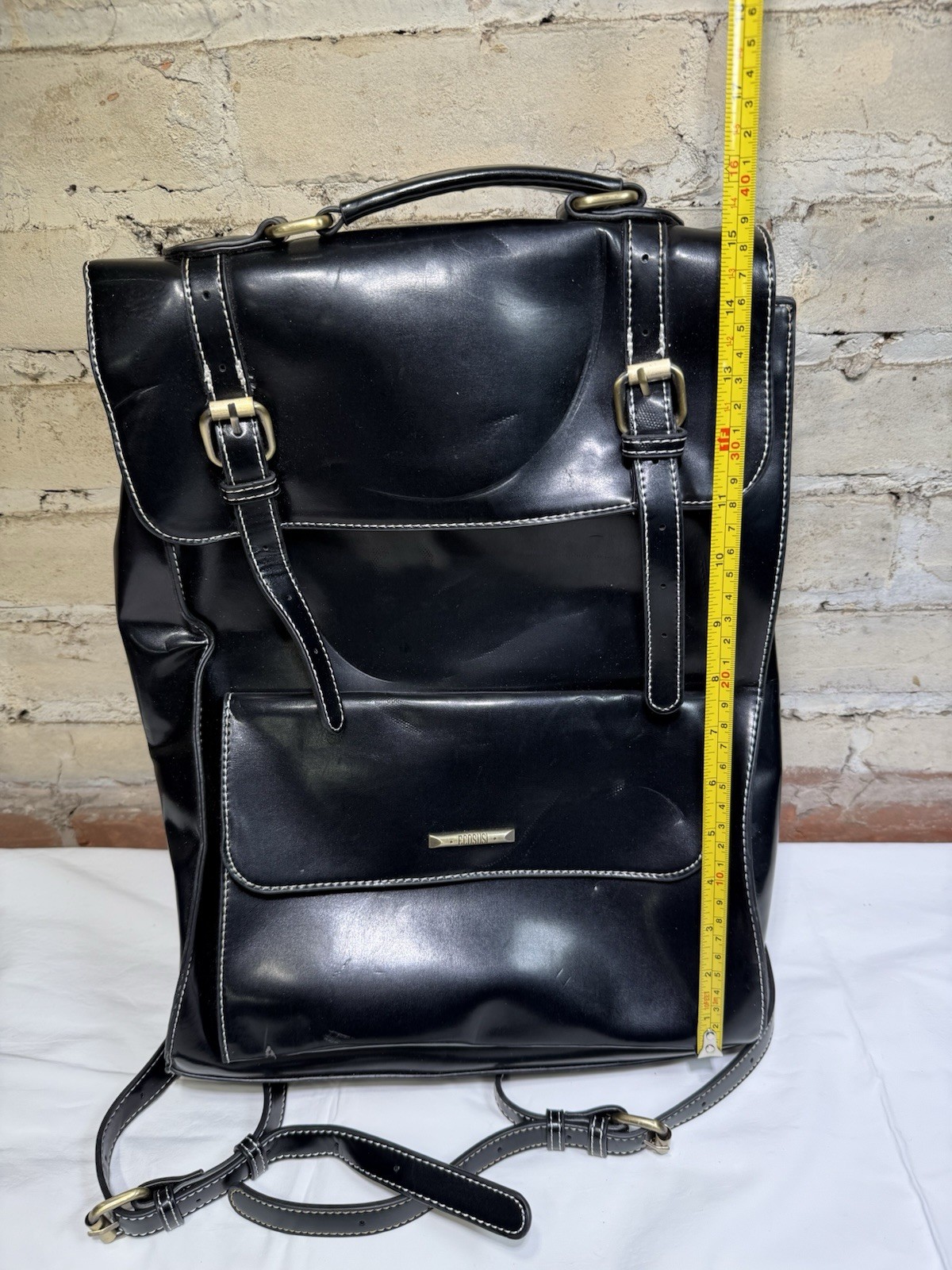 ECOSUSI Laptop Backpack PU Leather Black Vintage.