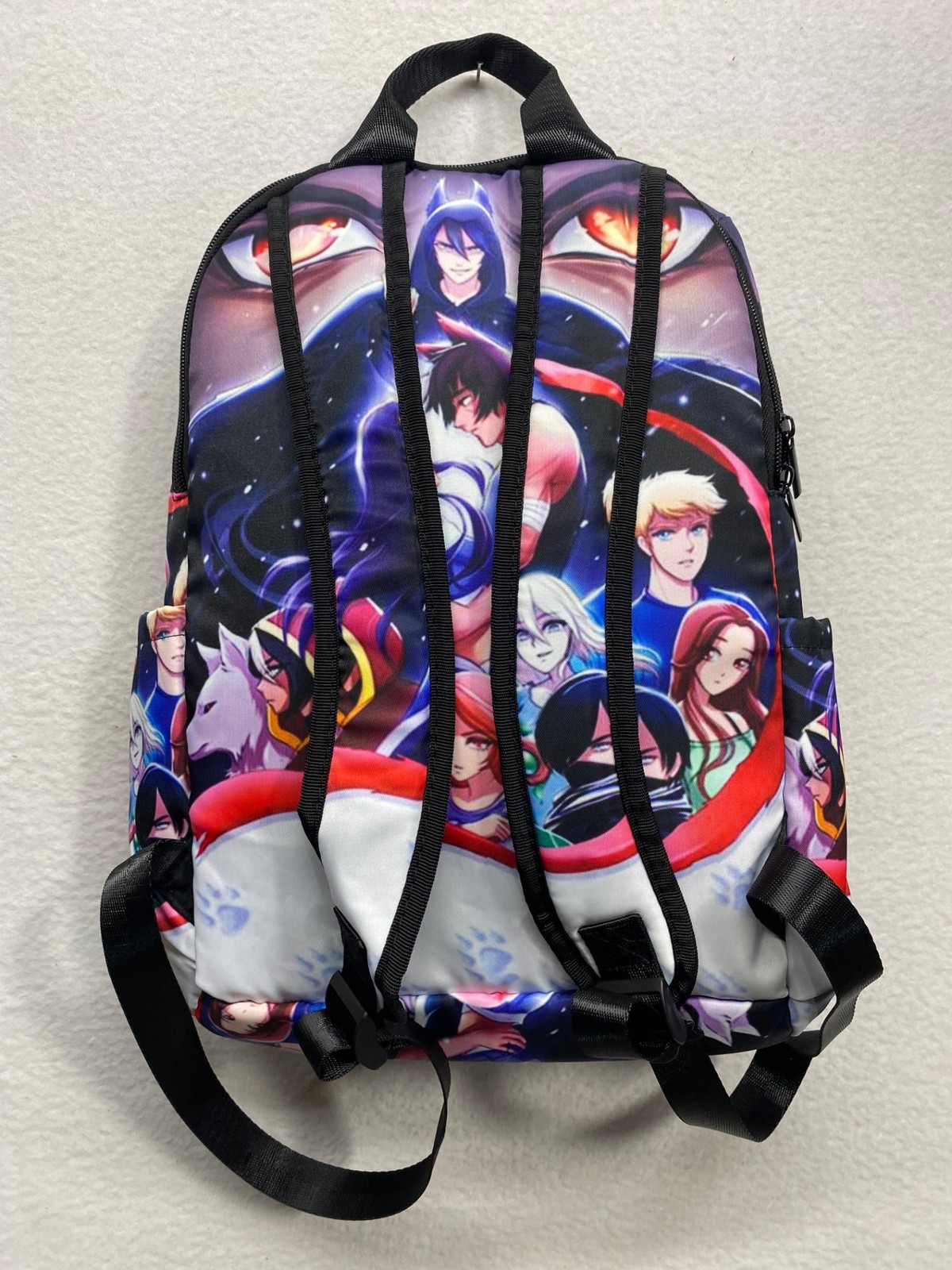Anime Graphic Backpack Unisex One Size Black Purple Red Zipper Pockets School