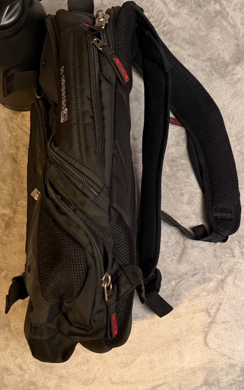 OGIO Black/Red Squadron Backpack Padded Adjustable Straps Pockets Zip Buckle