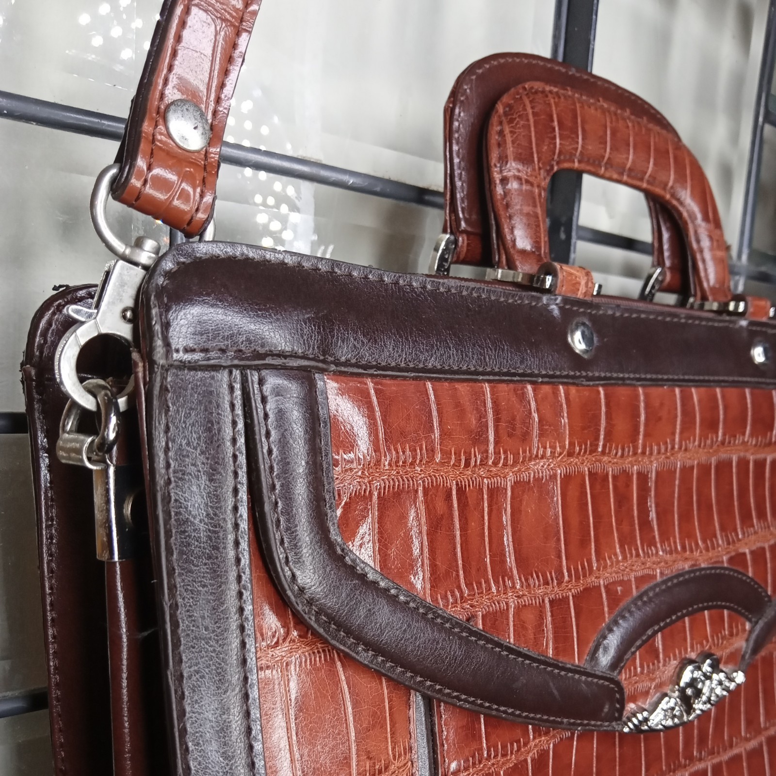 MARC CHANTEL- EMBOSSED Crocodile Briefcase/Attache-VINTAGE- 1 of a Kind RARE. da