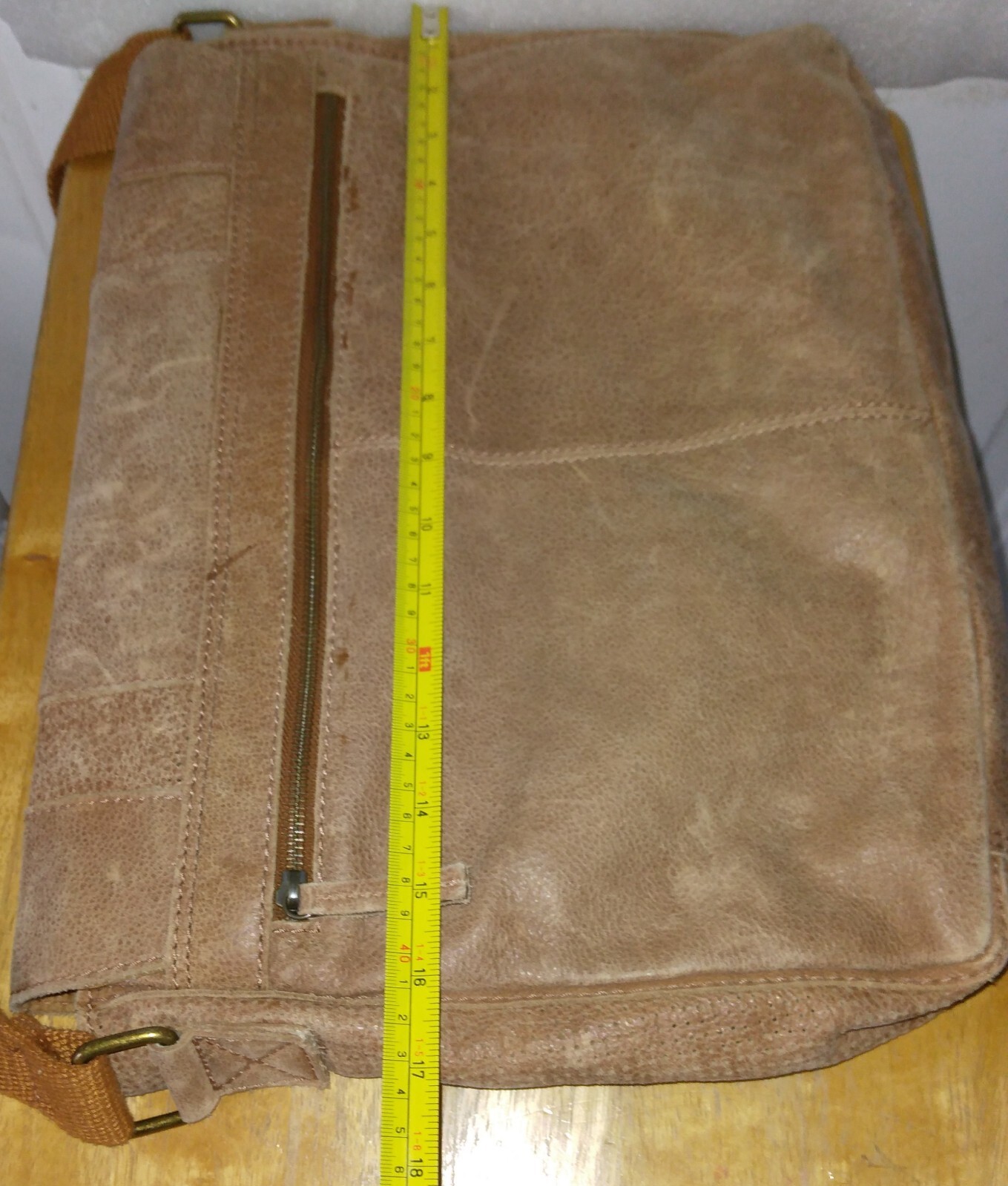 Black Rivet Distressed Leather Messenger Bag