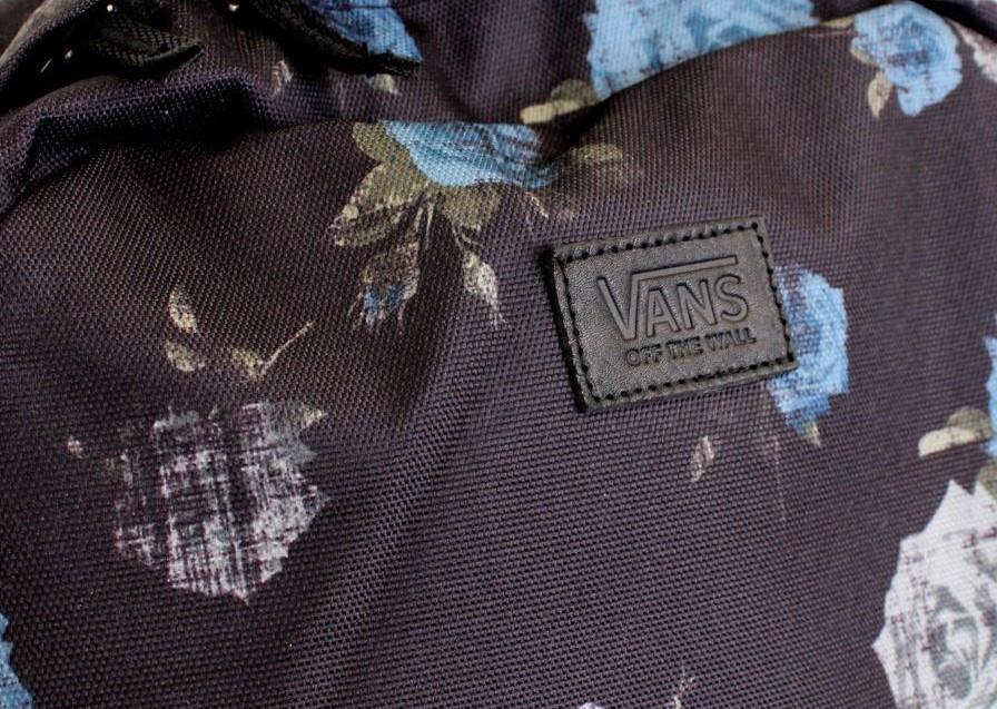 Vans Off The Wall Deana II Rosette Black Blue Floral Backpack Bookbag New NWT
