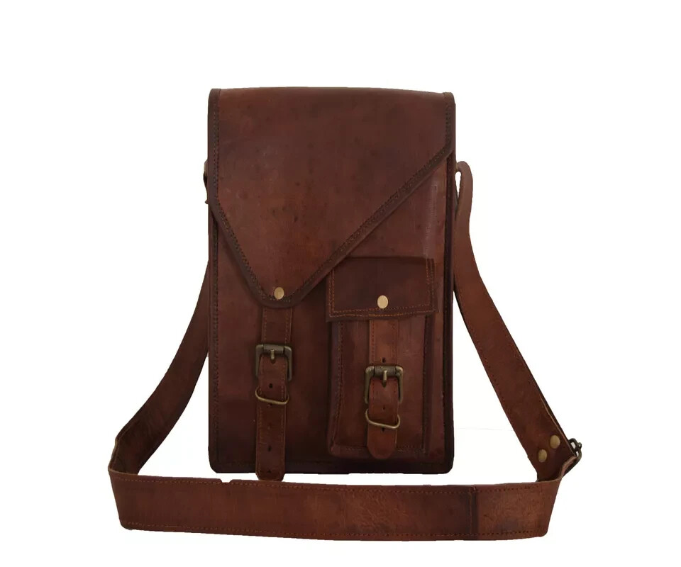 11 In Crossbody Messenger Bag iPad/Tab Handbag Real Leather Satchel Sling Bag