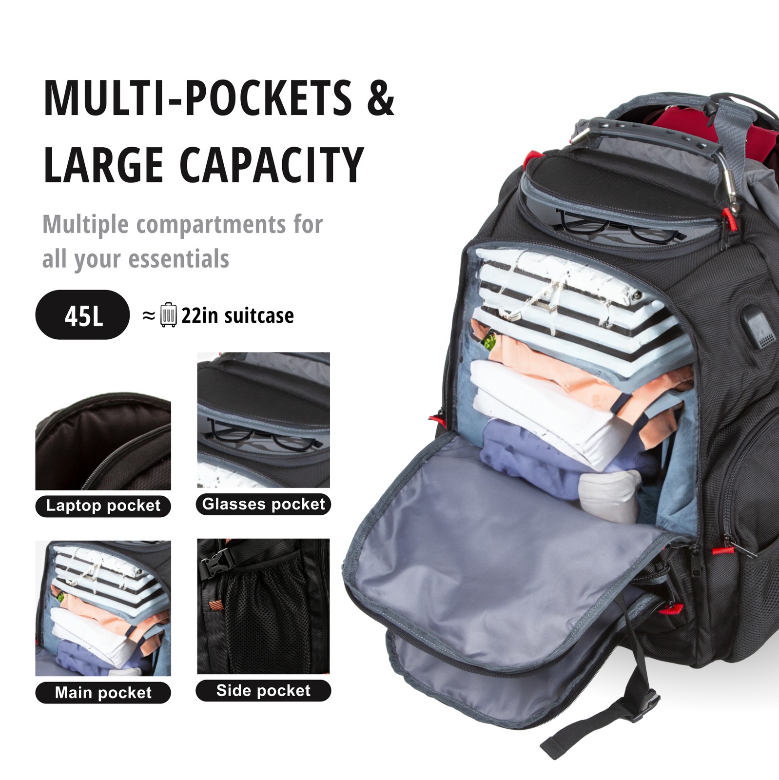 Extra Large Durable Travel Backpack TSA Friendly Anti-Theft 17″ Laptop Bag
