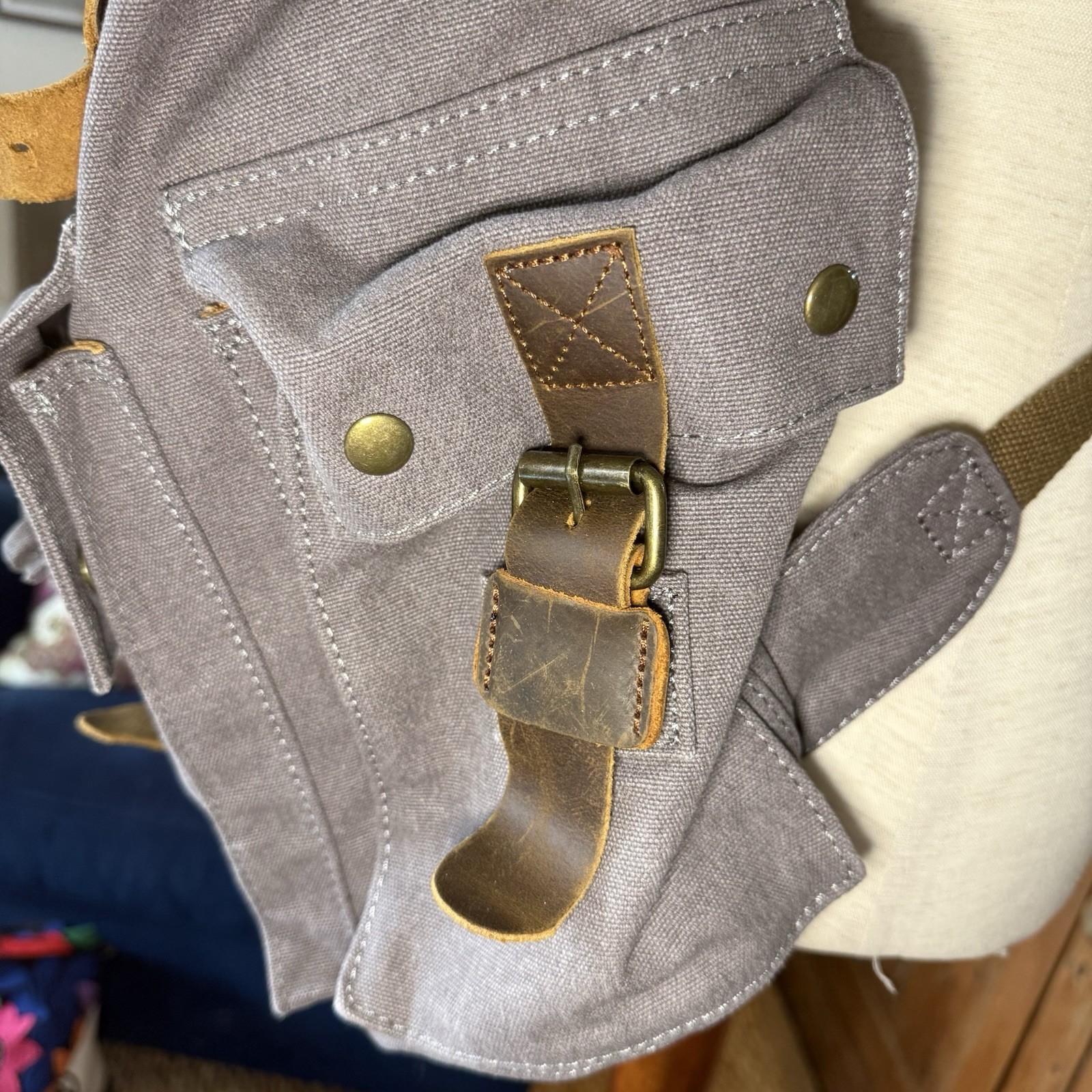 Kattee Olive Green Canvas Backpack Multi-Pocket Travel Rucksack NWT