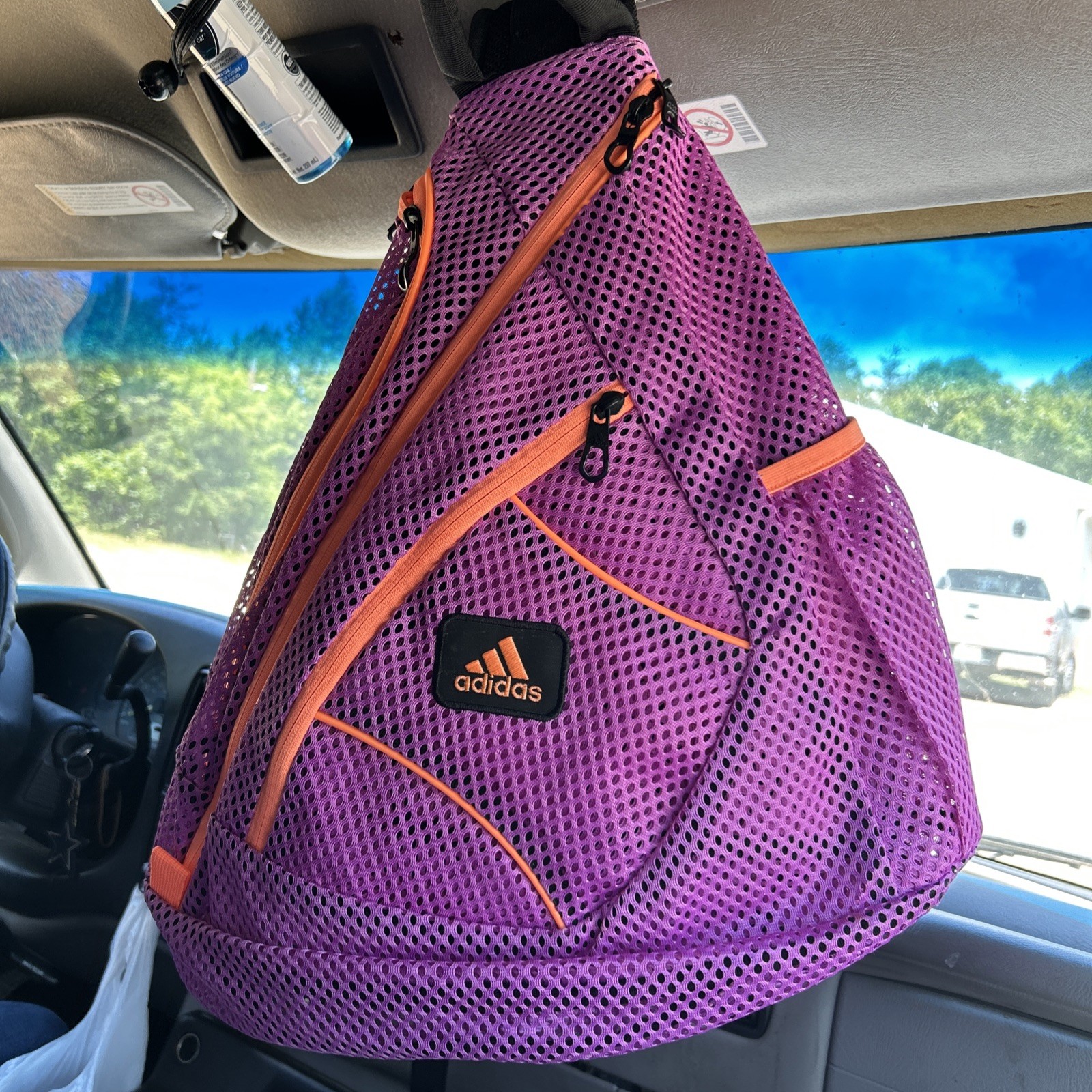 Adidas Load Spring Sling Backpack Shoulder Bag purple and orange