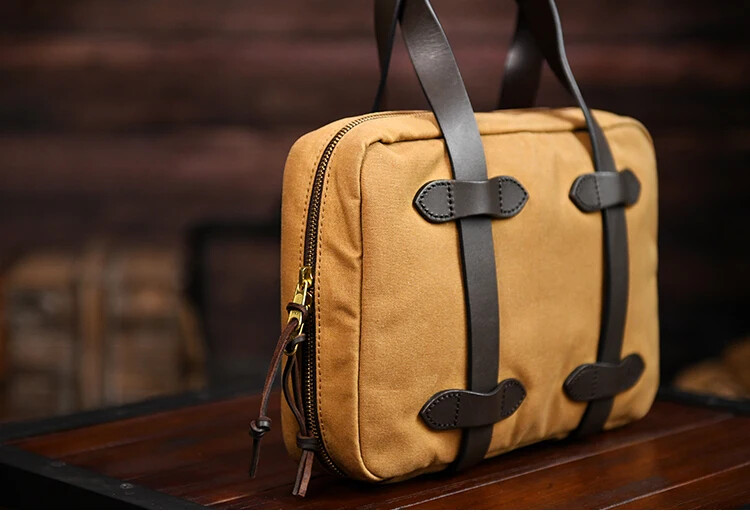 Oil Waxed Canvas Small Briefcase Size 31*22*7cm Casual Handheld Bag