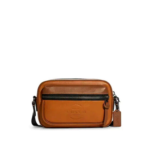 NWT Coach C6584 Men’s Thompson Small Camera Bag pebble leather Gunmetal/Penny